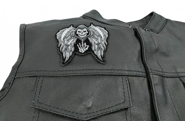 Reaper Skull with Wings and Middle Finger Patch