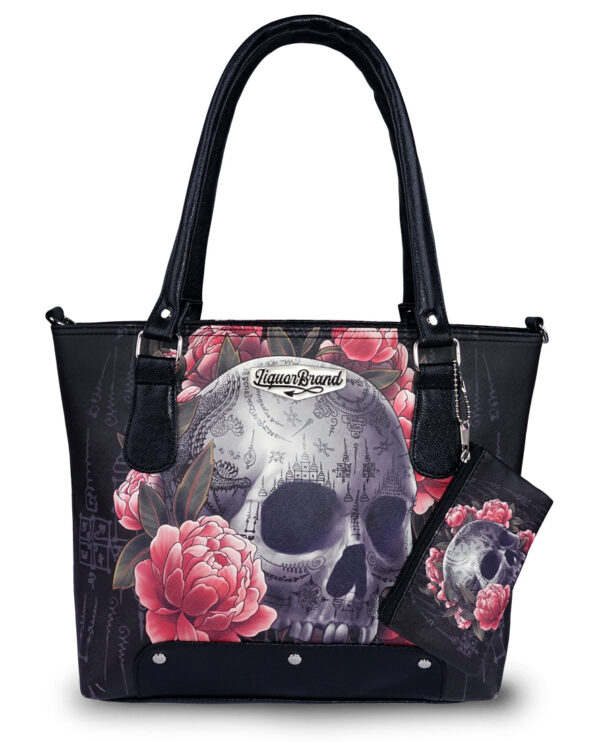 Sak Yant Skull Shoulder Tote Bag Purse