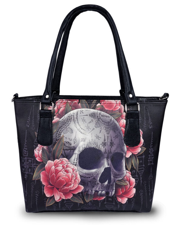 Sak Yant Skull Shoulder Tote Bag Purse