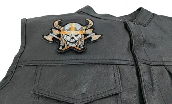 Viking Skull with Axes and Horn Helmet Patch