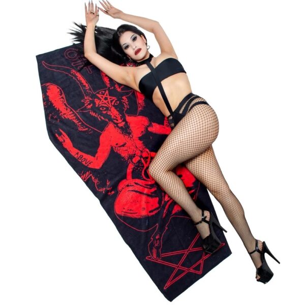 Baphomet Satanic Coffin Beach Towel