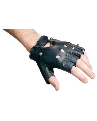 Studded Fingerless Biker Gloves