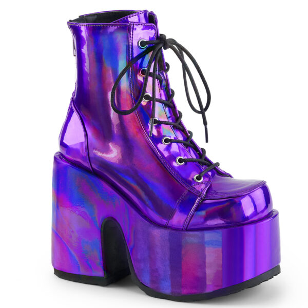 Camel-203 Purple Hologram Chunky Heel