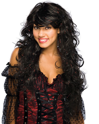 Chic Black and Red Wig