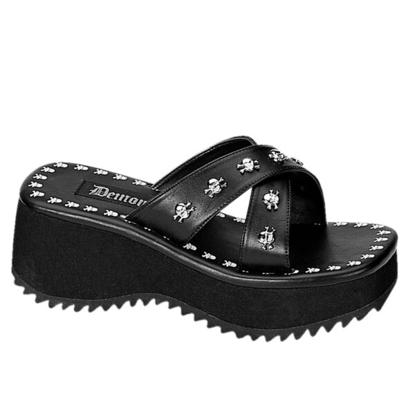 Flip-05 Black Vegan Leather Platform Slides