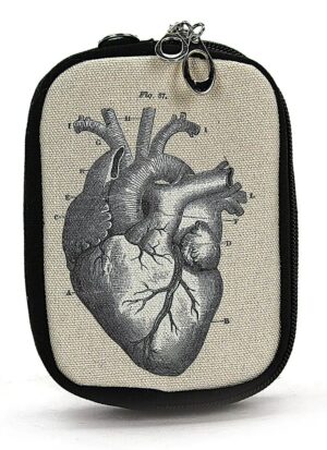 Vintage Print - Human Heart Image Wristlet in Canvas