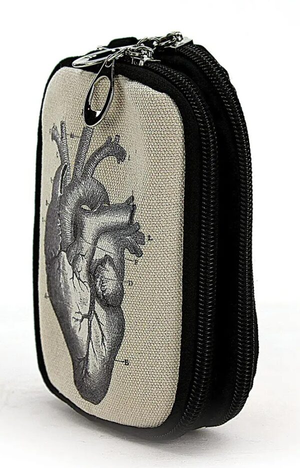 Vintage Print - Human Heart Image Wristlet in Canvas