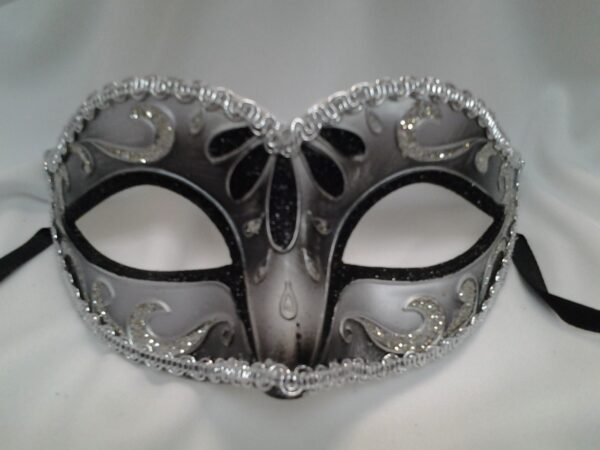 Silver and Black Mardi Gras     Mask