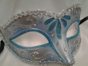 Blue and Silver Mardi    Gras Mask