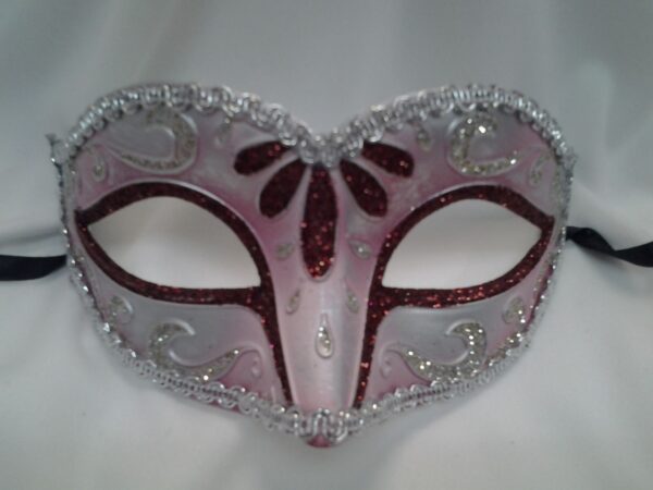 Red and Silver Mardi Gras Mask