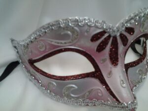 Red and Silver Mardi Gras Mask