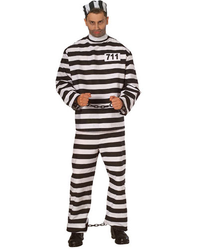 Prisoner Black and White Stripe Adult Convict Costume