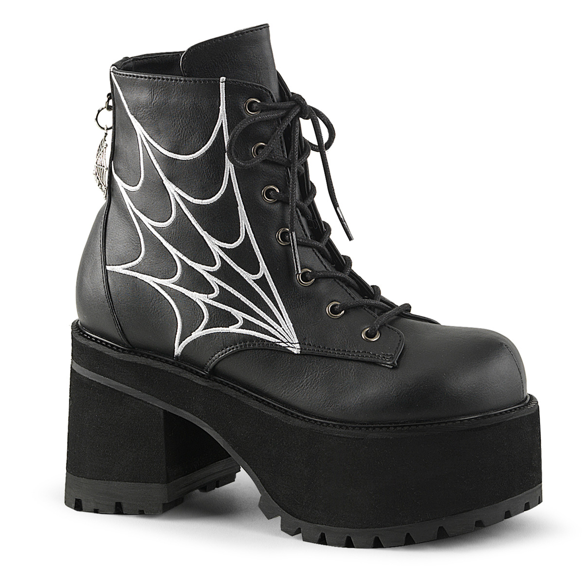 Ranger-105 Black Ankle Boot with Spider Web