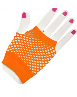 Fingerless Fishnet Gloves Orange