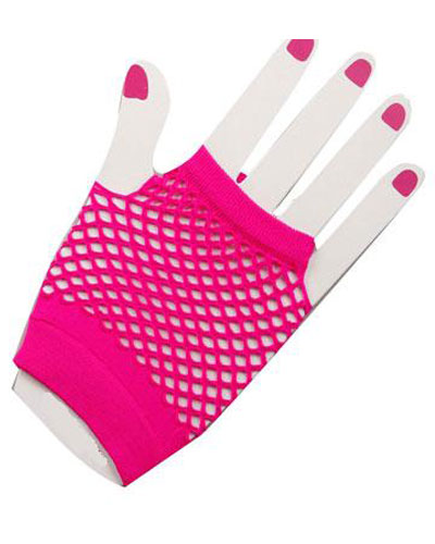 Fingerless Fishnet Gloves Pink