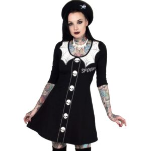Spooky Girl Flare 3/4 Sleeve Dress