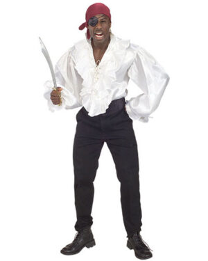 Pirate Shirt White Satin Adult Costume
