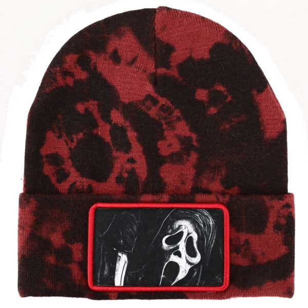 Ghost Face Scream Sublimated Patch Tie Dye Beanie