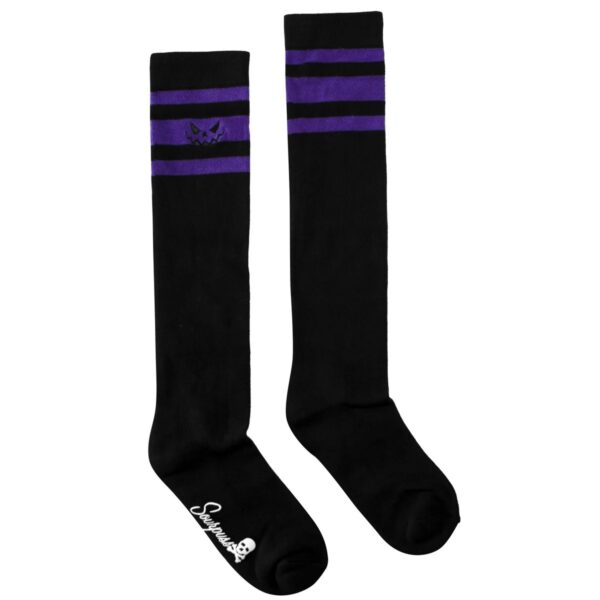 Pumpkin Knee Socks Black and Purple