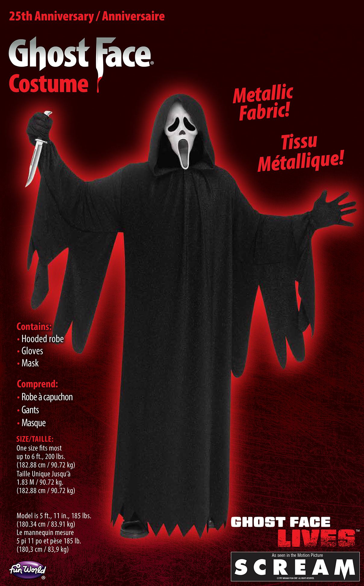 GhostFace® 25th Anniversary Movie Edition Scream Adult Costume - Screamers Costumes