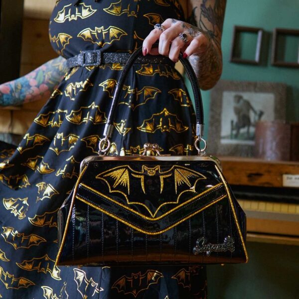 Nokturnal Bat Gold Kisslock Purse - Image 4