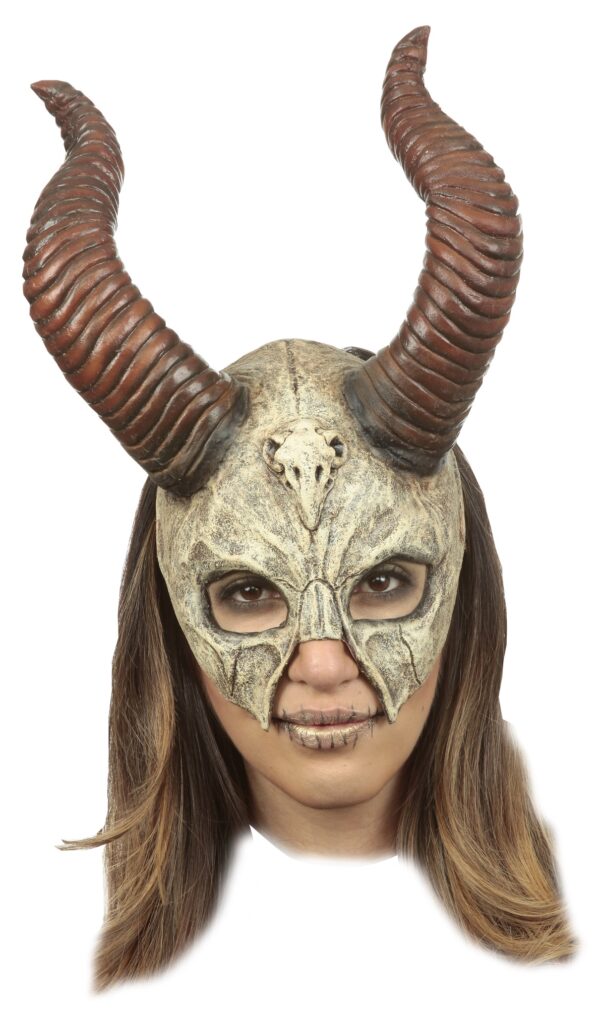Woman wearing Mythical Horned Skull Mask