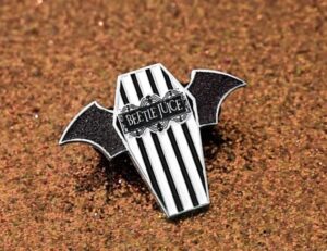Beetlejuice Enamel Coffin Pin with bat wings