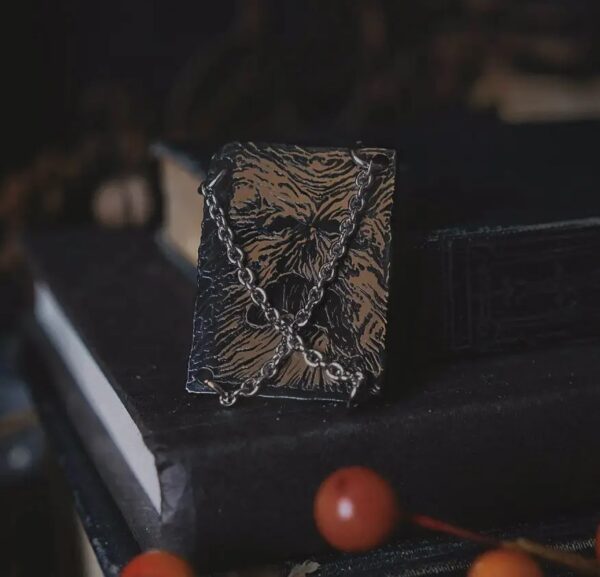 Book of the Dead Necronomicon Enamel Pin with Chains