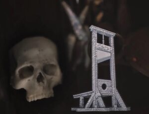 Guillotine Enamel Pin