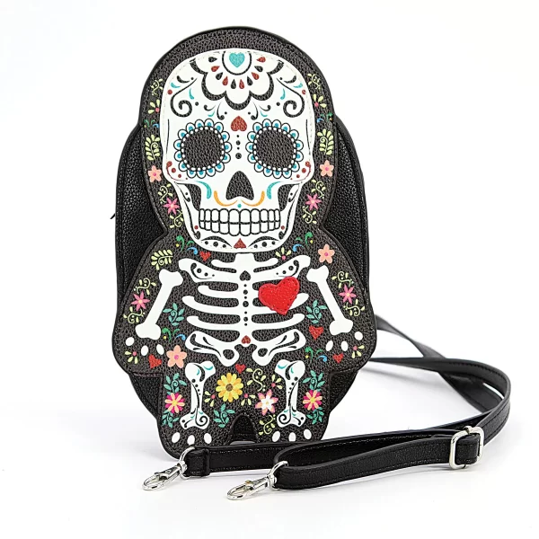 Floral Sugar Skull Man Shoulder Bag