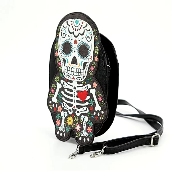 Floral Sugar Skull Man Shoulder Bag - Image 2