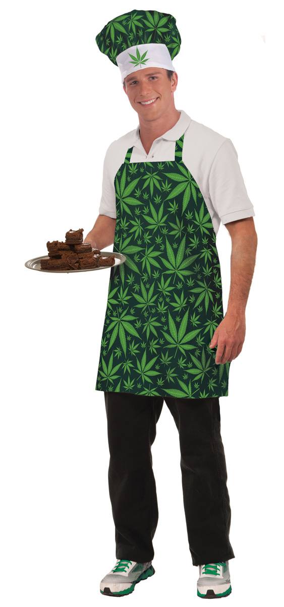 Marijuana Hat Apron Chef Cannabis Collection Dispensary Halloween Adult Costume 