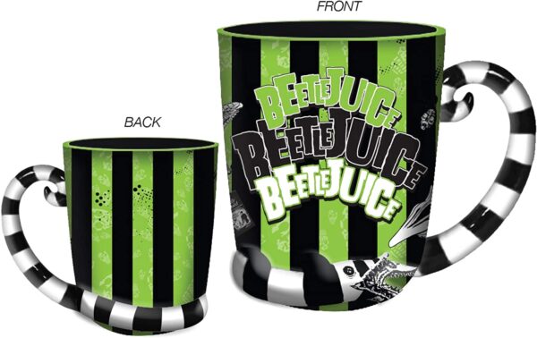 Beetlejuice Stripes and Names Ceramic 3D Sculpted Mug