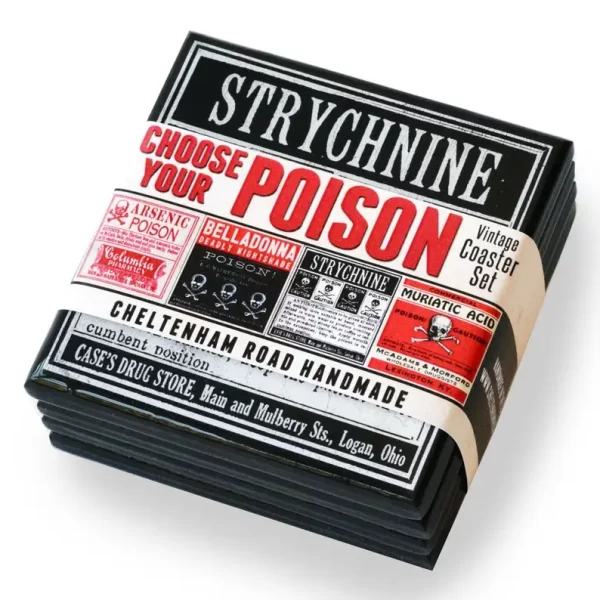 Choose Your Poison: Vintge Poison Label Drink Coaster Set - Image 2