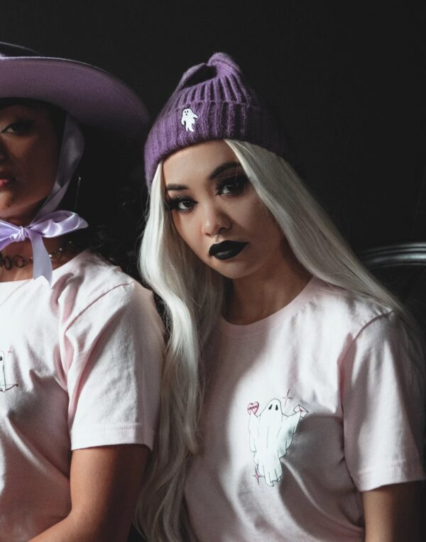 Ghostie Embroidered & Reversible Knit Beanie – Voodoo Purple