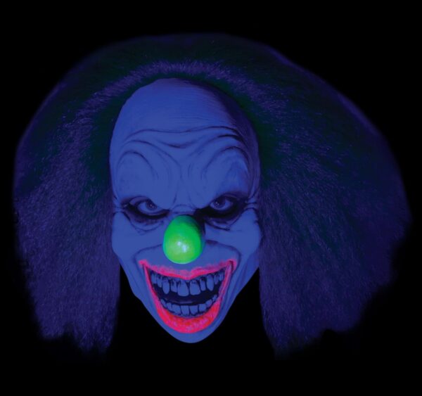 Wild Neon Clown Black Light Reactive Adult Latex Mask - Image 2