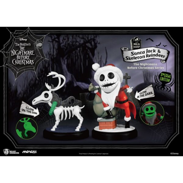 The Nightmare Before Christmas Santa Jack and Reindeer MEA-40SP Glow-in-the-Dark Mini-Figure 2-Pack - Previews Exclusive - Image 2