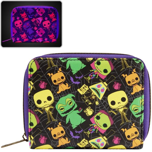 The Nightmare Before Christmas Black Light Print Zip-Around Wallet