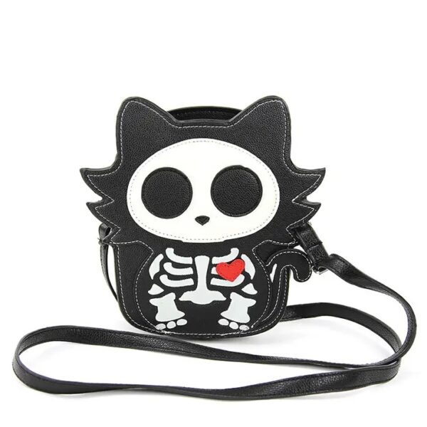 Glow in the Dark Sugar Skull Cat Crossbody Bag - Image 3