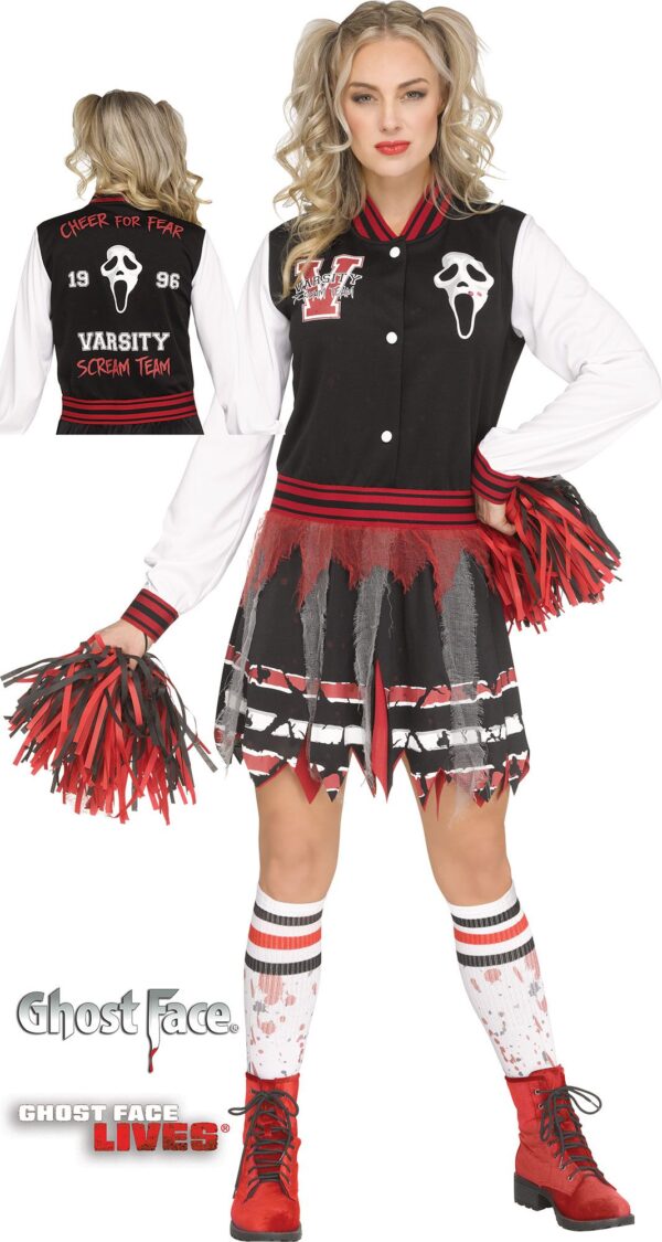 Scream for the Team Adult Ghost Face Cheerleader Costume