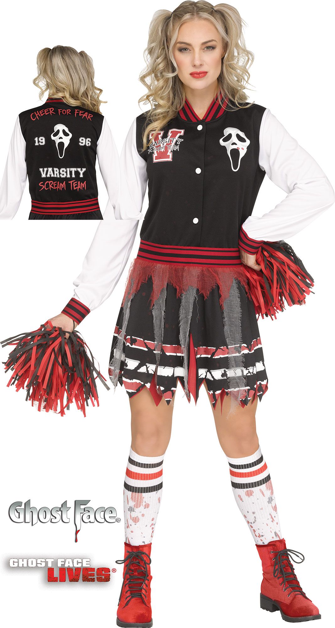 Scream for the Team Adult Ghost Face Cheerleader Costume - Screamers ...