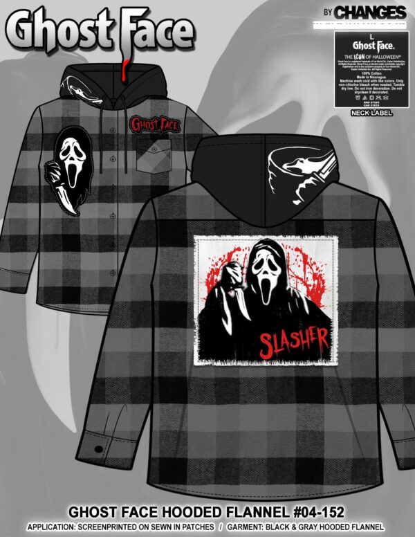 GhostFace Button Down Flannel Hoodie