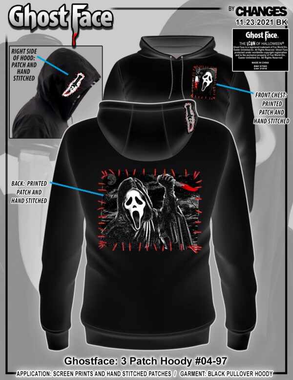 Ghostface 3 Patch Adult Hoodie
