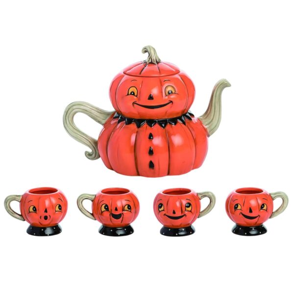Jack O Lantern Tea Pot and Tea Cup Combo Set