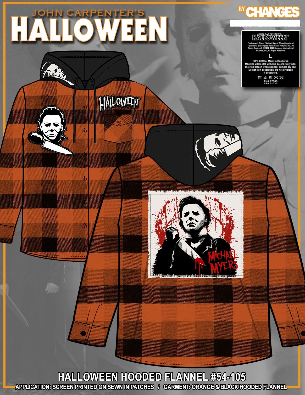 Halloween Michael Myers Button Down Hooded Flannel Screamers Costumes
