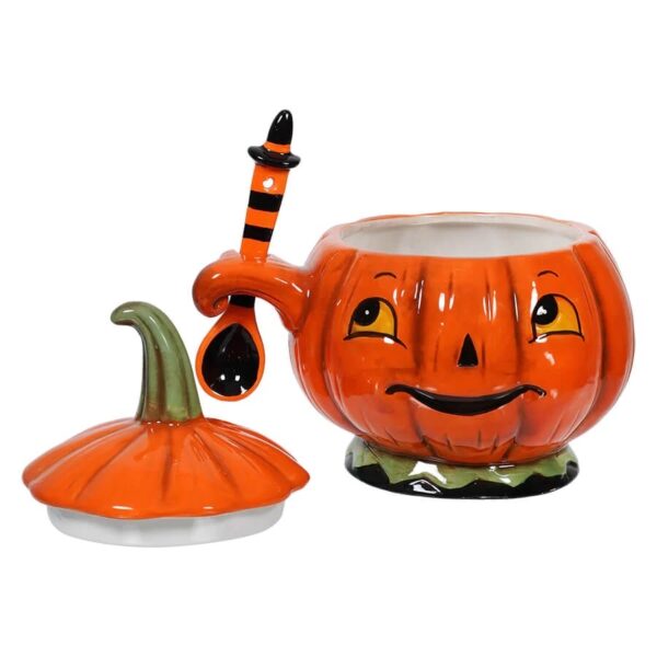 Spooky Halloween Pumpkin & Cat Bowls w/Spoons - Image 3