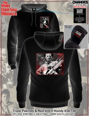 Texas Chainsaw Massacre Leatherface 3 Patch Adult Hoodie