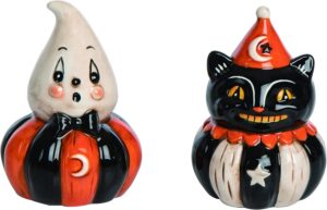 Ghost and Cat Salt and Pepper Shaker Set