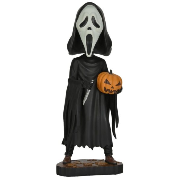 Ghost Face with Pumpkin Head Knocker Bobblehead