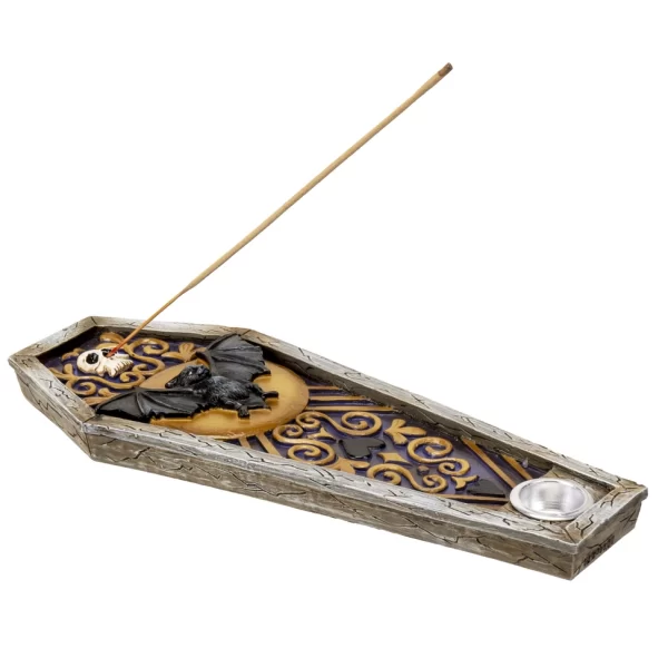 Gothic Vampire Bat Coffin Incense Burner - Image 3